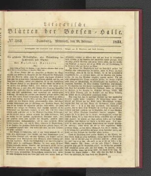 No 583. Hamburg. Mittwoch, den 23. Februar. 1831.