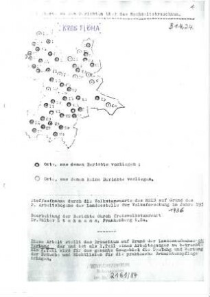 Kreis Flöha / Hochzeit Zusammenfassung 1934 [Zusammenfassung der Umfrage in Orten im Kreis Flöha]