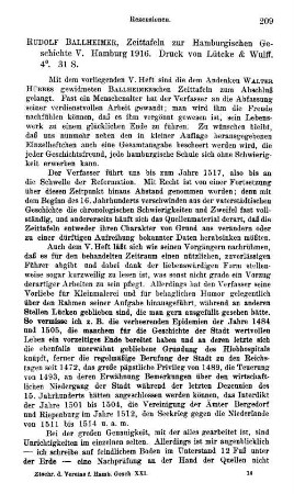 Ballheimer, Rudolf :: Zeittafeln zur Hamburgischen Geschichte, 5 : Hamburg, Lütcke & Wulff, 1916