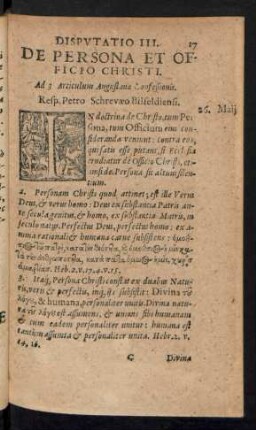 Disputatio III. De Persona Et Officio Christi.