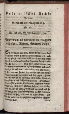 Nr. 22. Magdeburg, den 1sten September 1792