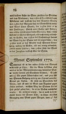 Monat September 1772.