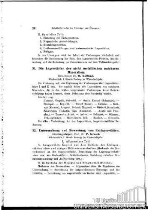 31. Die Lagerstätten der nicht metallischen nutzbaren Mineralien