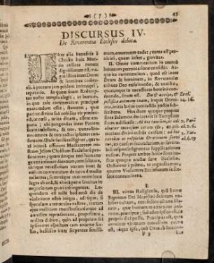 45-60, Discursus IV. De Reverentia Ecclesiis debita.