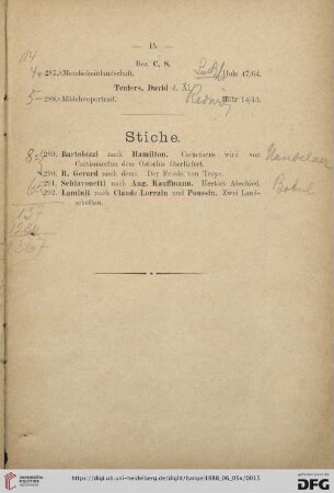 Stiche (Nr. 289- 292)
