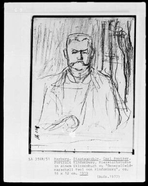 Zeichnungen aus verschiedenen Skizzenbüchern — Portrait Hindenburg