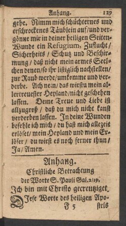 Anhang. Christliche Betrachtung der Worte S. Pauli Gal. 2/19.