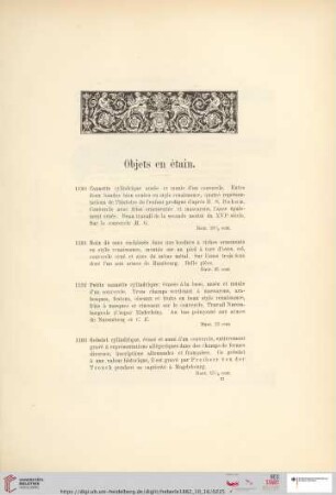 Objets en étain (Nr. 1190 - 1199)