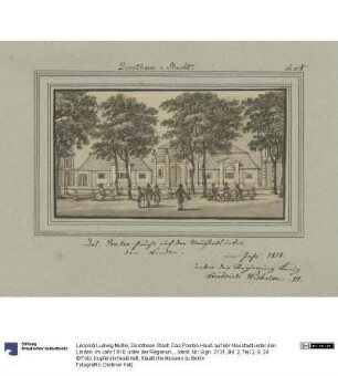 Dorotheen-Stadt. Das Ponton Hauß auf der Neustadt unter den Linden. Im Jahr 1818. unter der Regierung König Friedrich Wilhelm III.