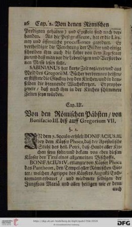Cap. 3: Von denen Römischen Päbsten/ von Bonifacio III bisz auff Gregorium VII.