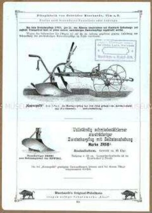Vollständig schmiedestählerner zweiräderiger Zweischarpflug mit Selbstaushebung