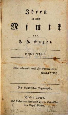 Ideen zu einer Mimik : Mit erläuternden Kupfertafeln, 1