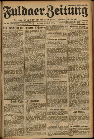 Ausgabe vom Freitag, den 23. April 1926.