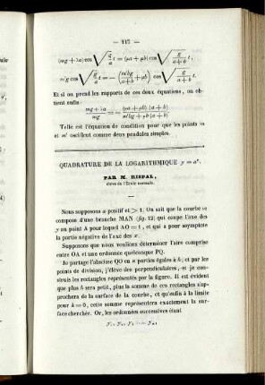 Quadrature de la logarithmique ...