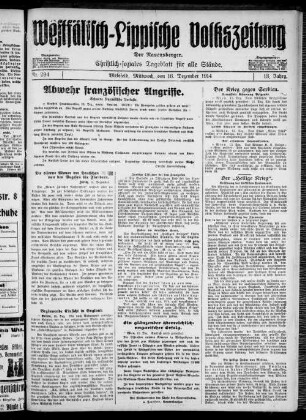 Westfälisch-Lippische Volkszeitung : der Ravensberger : christlich-soziales Tageblatt für alle Stände