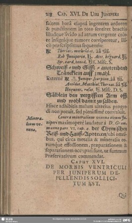 Caput XVI. De Morbis Ventriculi Per Juniperum Depellendis Sollicitum Est.
