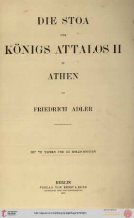 Band 34: Programm zum Winckelmannsfeste der Archäologischen Gesellschaft zu Berlin: Die Stoa des Königs Attalos zu Athen