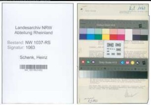 Entnazifizierung Heinz Schenk , geb. 24.02.1905 (Reg.Inspektor)