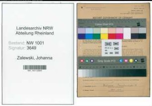 Entnazifizierung Johanna Zalewski, geb. 27.07.1913 ()