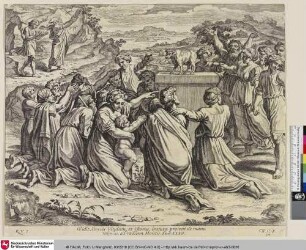 [Das goldene Kalb, das von den Israeliten verehrt wird.; Le veau d'or adoré par les Israélites.]