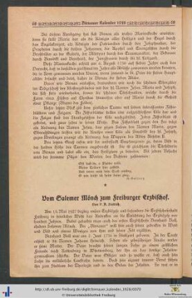 Vom Salemer Mönch zum Freiburger Erzbischof.