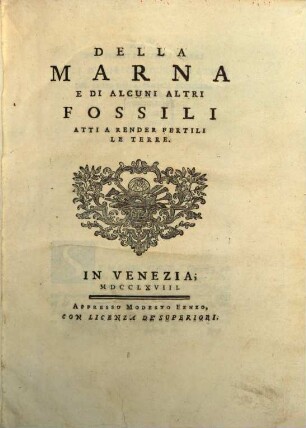Della marna e di alcuni altri fossili atti a render fertili le terre