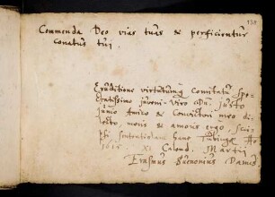 Suenonius, Erasmus. Tübingen, 19.2.1615.