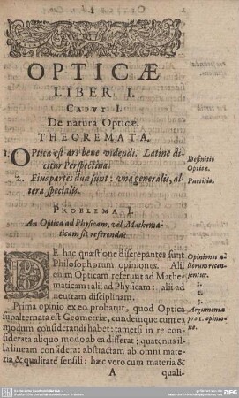 OPTICAE LIBER I.