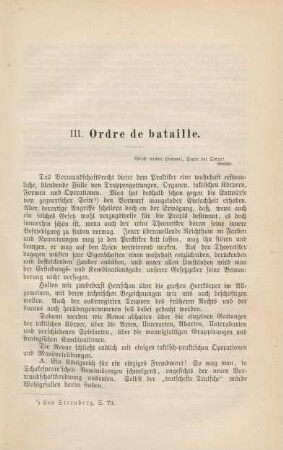 III. Ordre de bataille