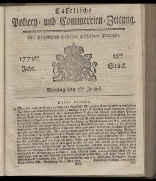 23tes Stueck, Montag den 7ten Junius. 1779