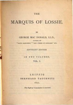 The Marquis of Lossie. 1