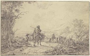 Hirten mit Vieh in einer Landschaft