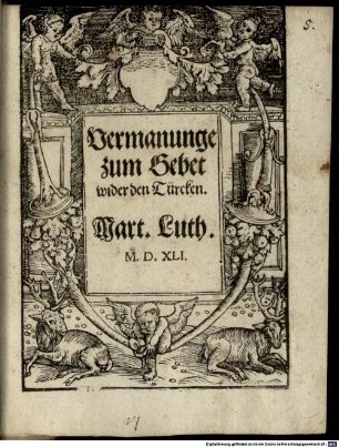 Vermanunge zum Gebet wider den Türcken