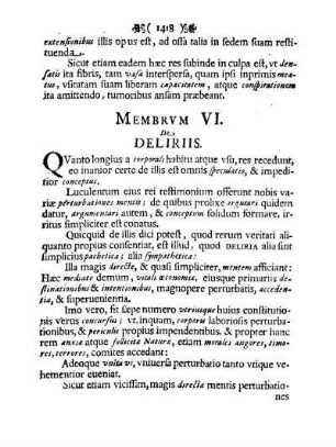Membrvm VI. De Deliriis.