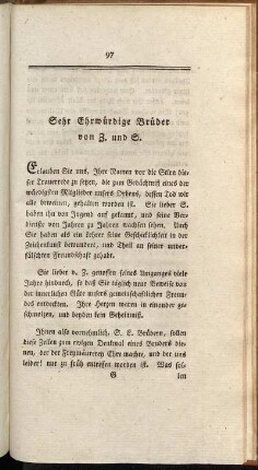 Sehr Ehrwürdige Brüder von Z. und S.