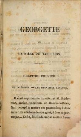 Oeuvres complètes de Ch. Paul de Kock. 3, Georgette ou la Niece du Tabellion ; t. 1