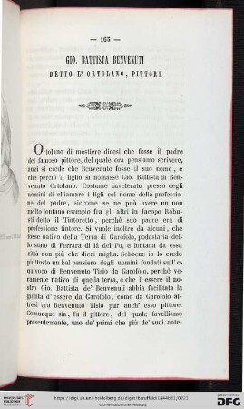 Gio. Battista Benvenuti detto L'Ortolano, pittore
