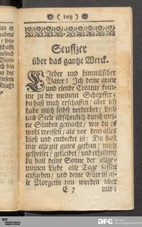 Seuffzer über das gantze Werck.