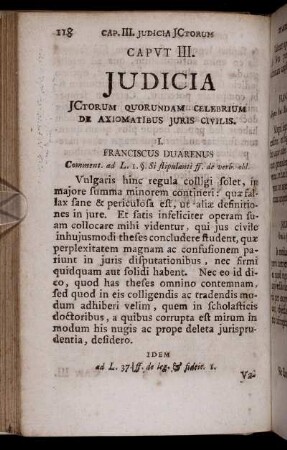Caput III. Judicia Jctorum Quorundam Celebrium De Axiomatibus Juris Civilis.