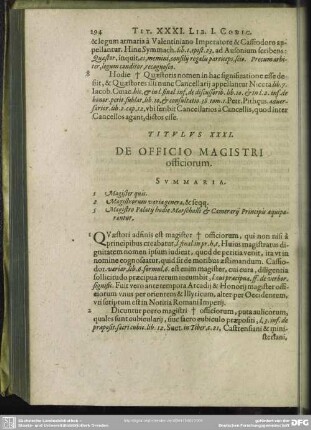 Titulus XXXI. De Officio Magistri officiorum