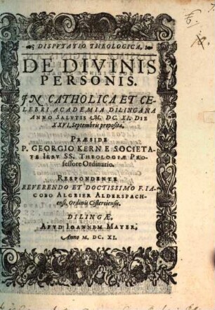 Disp. theol. de divinis personis
