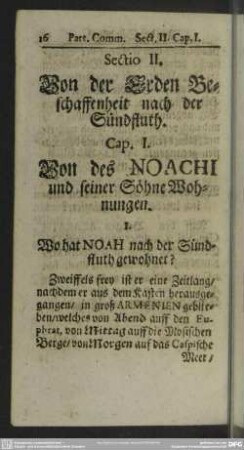Sectio II. Von der Erden Beschaffenheit nach der Sündfluth
