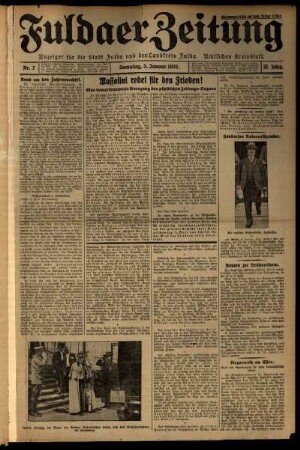 Erste Ausgabe vom Samstag, den 03. Januar 1931.
