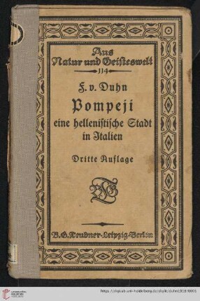 Band 114: Aus Natur und Geisteswelt: Sammlung wissenschaftlich-gemeinverständlicher Darstellungen: Pompeji : eine hellenistische Stadt in Italien