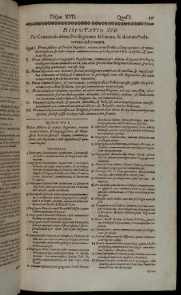 Disputatio XVII. De Communicatione Privilegiorum Abbatum, & aliorum Prælatorum Episcopis inferiorum.