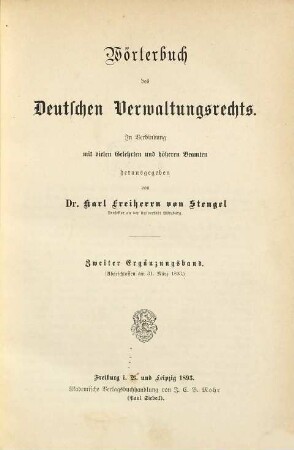 Wörterbuch des deutschen Verwaltungsrechts, 2. Ergänzungsband ; 2