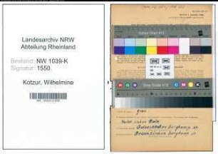 Entnazifizierung Wilhelmine Kotzur , geb. 29.05.1904 ()