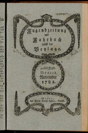 11tes Heft. Monath November. 1781