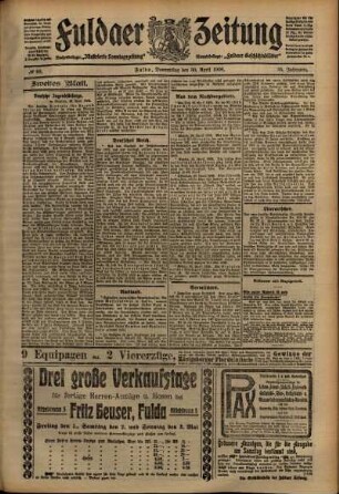 Zweite Ausgabe vom Donnerstag, den 30. April 1908.