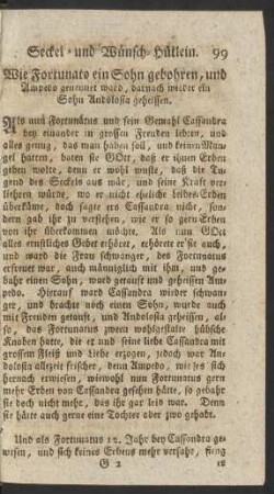 Wie Fortunato ein Sohn gebohren, und Ampedo genennet ward, darnach wieder ein Sohn Andolosia geheissen.